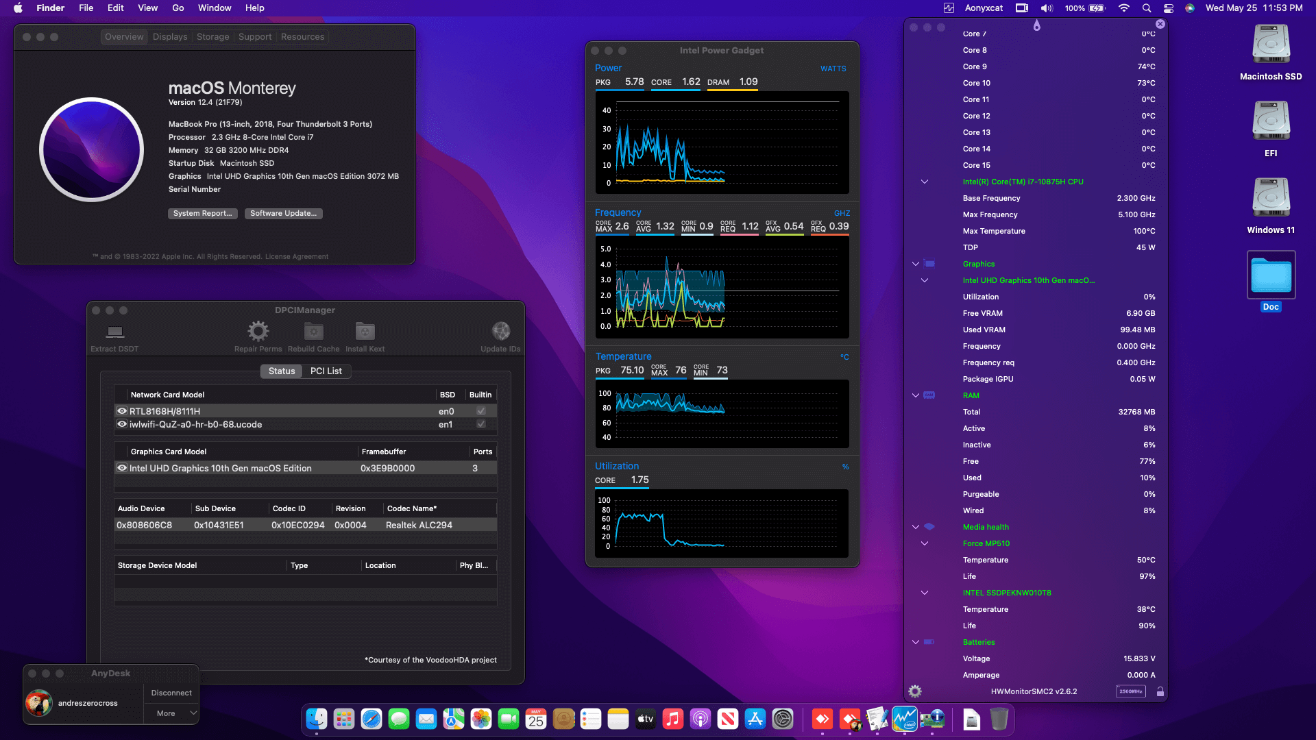 Success Hackintosh macOS Monterey 12.4 Build 21F79 in Asus ROG Zephyrus M15 GU502LW-I7R7C8T